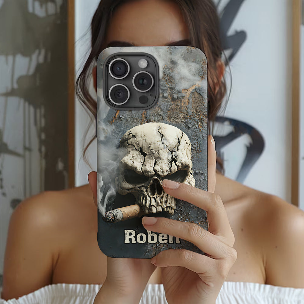 Skull Cigar - Personalized Skull Full Print Phone Case