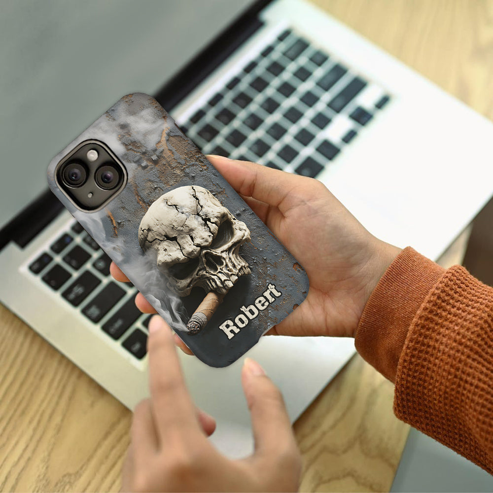 Skull Cigar - Personalized Skull Full Print Phone Case
