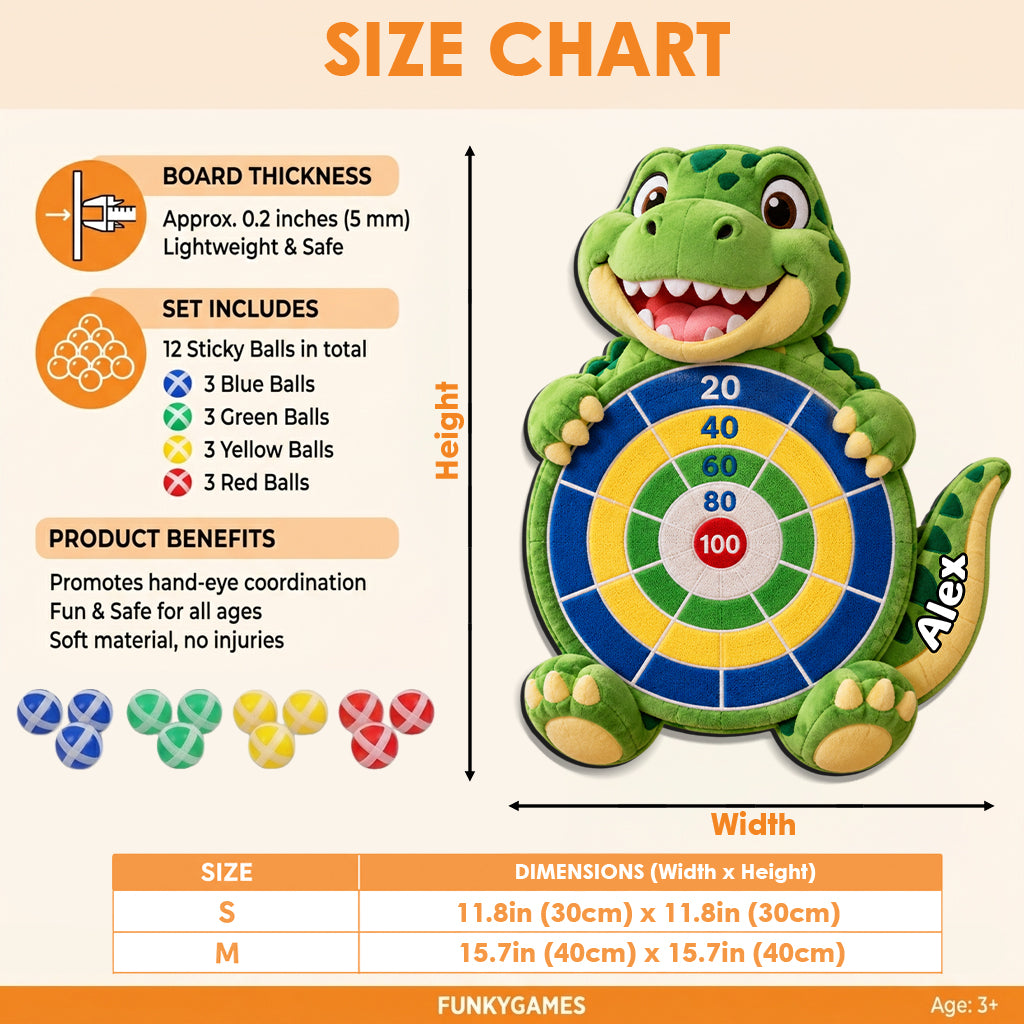 Bereit, Zielen, Kichern! - Personalisierter Kinder Sticky Ball Dartboard Set