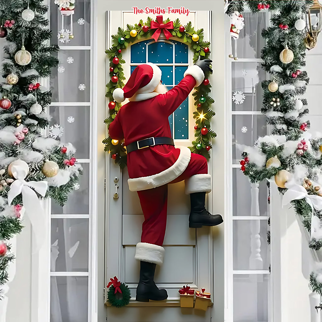 Sneaking Santa - Personalized Family Door Sticker
