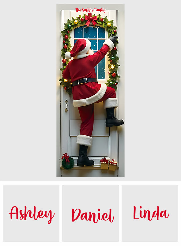 Sneaking Santa - Personalized Family Door Sticker