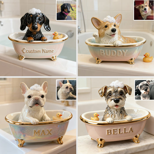 Lovely Dog Cat Pet Lovers Bathroom Decor - Personalized Dog Custom Shaped Acrylic Plaque