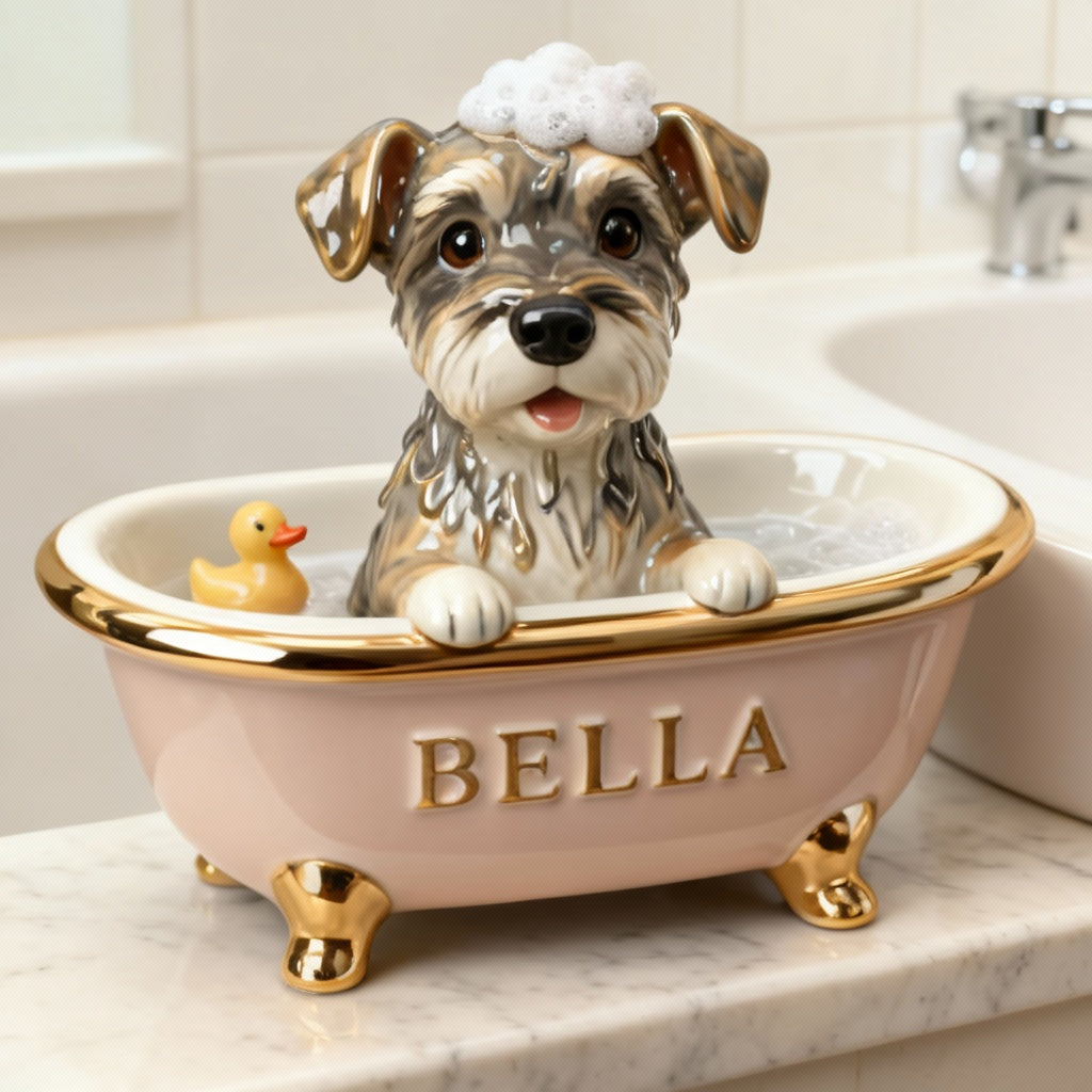 Lovely Dog Cat Pet Lovers Bathroom Decor - Personalized Dog Custom Shaped Acrylic Plaque