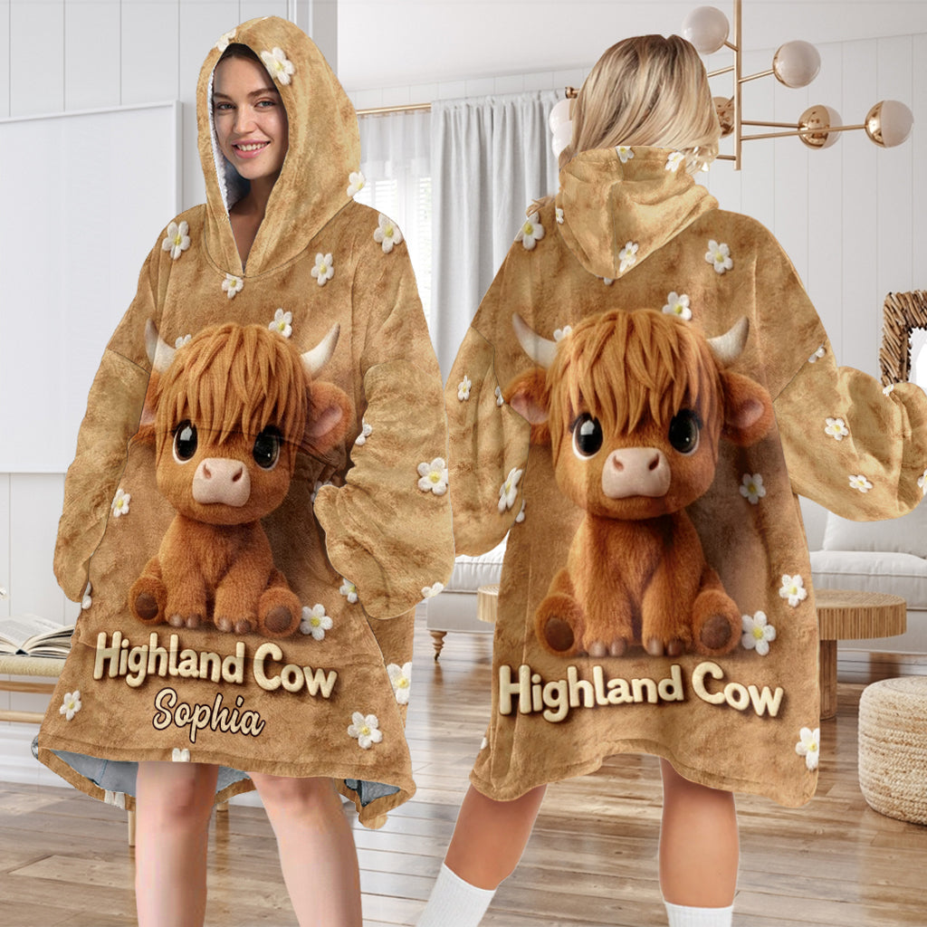 Juste une fille qui aime les vaches des Highlands - Couverture à capuche personnalisée avec motif vache des Highlands