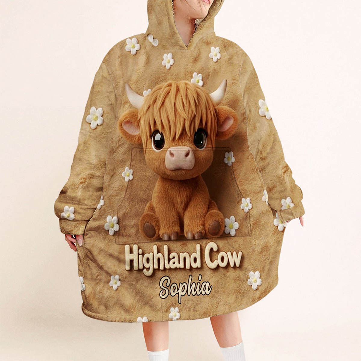 Juste une fille qui aime les vaches des Highlands - Couverture à capuche personnalisée avec motif vache des Highlands