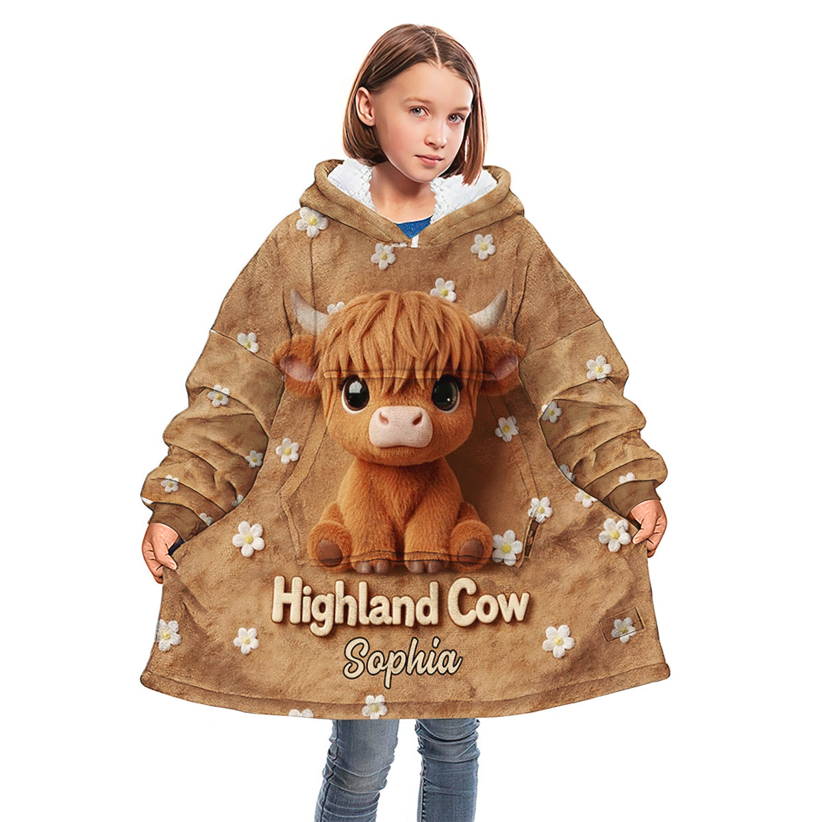 Juste une fille qui aime les vaches des Highlands - Couverture à capuche personnalisée avec motif vache des Highlands