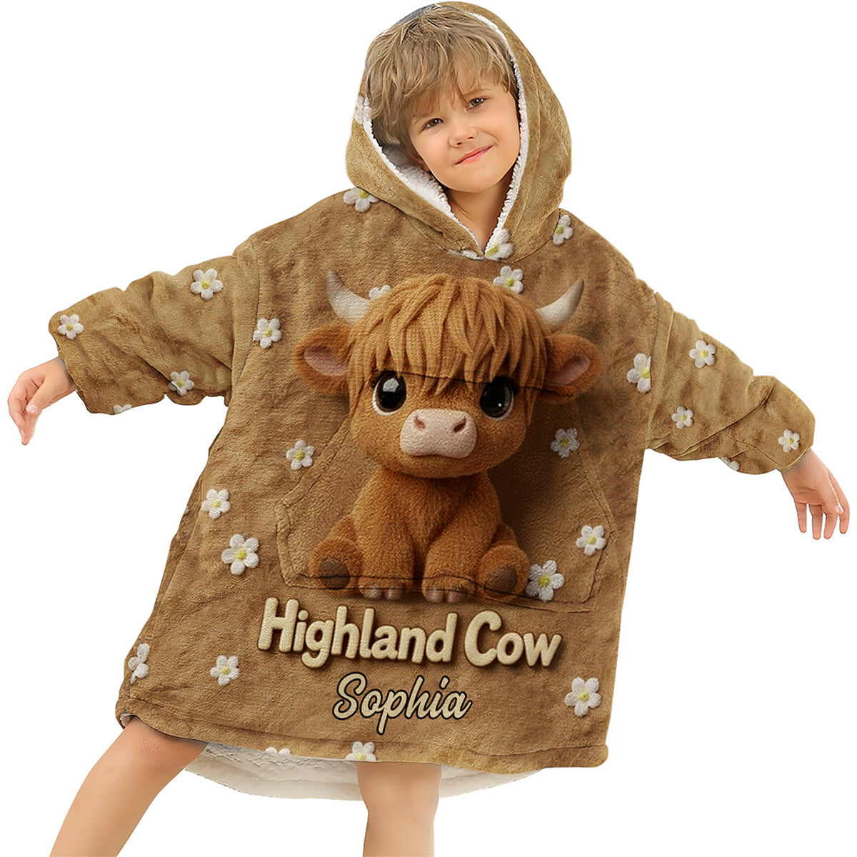 Juste une fille qui aime les vaches des Highlands - Couverture à capuche personnalisée avec motif vache des Highlands