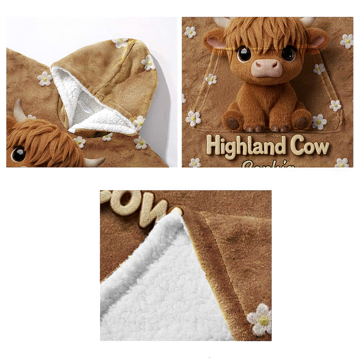 Juste une fille qui aime les vaches des Highlands - Couverture à capuche personnalisée avec motif vache des Highlands