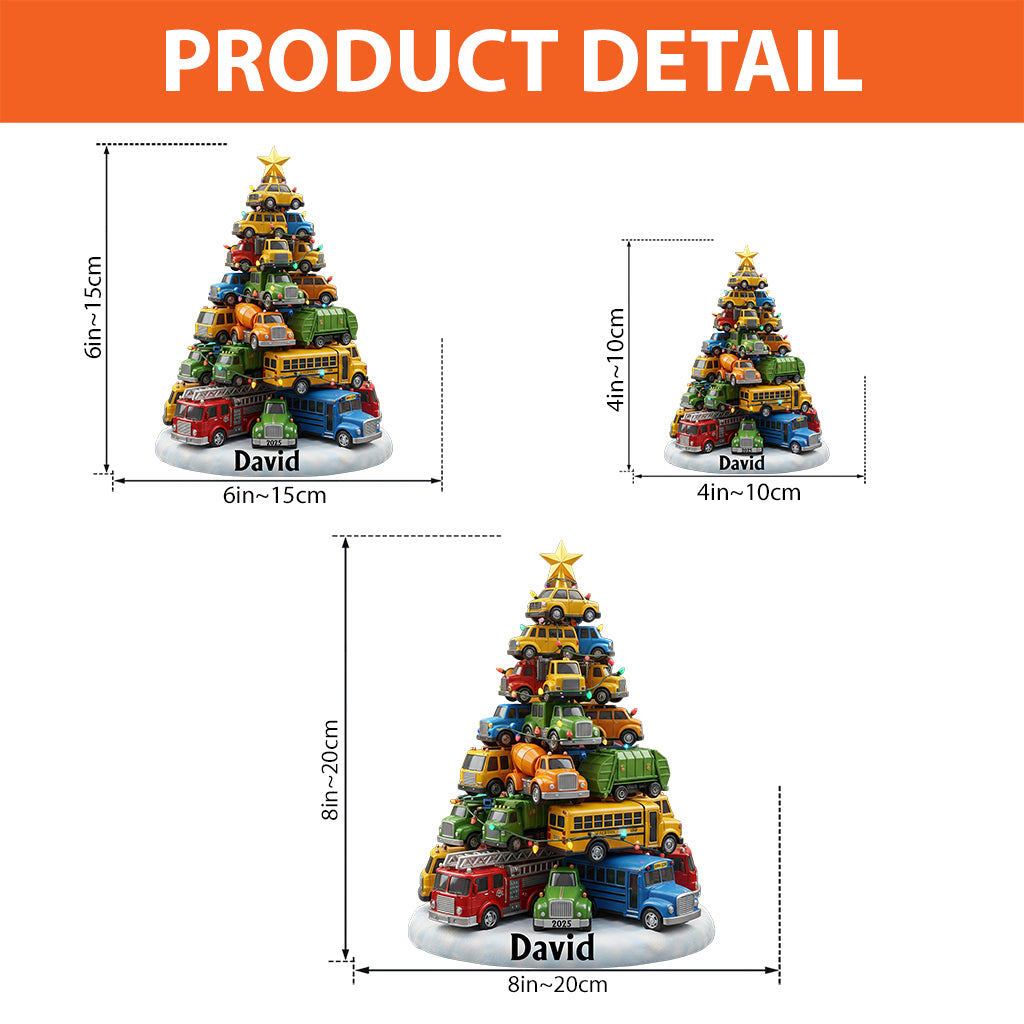 Trucks Christmas Tree - Personalized Kid Custom Shaped Acrylic Plaque