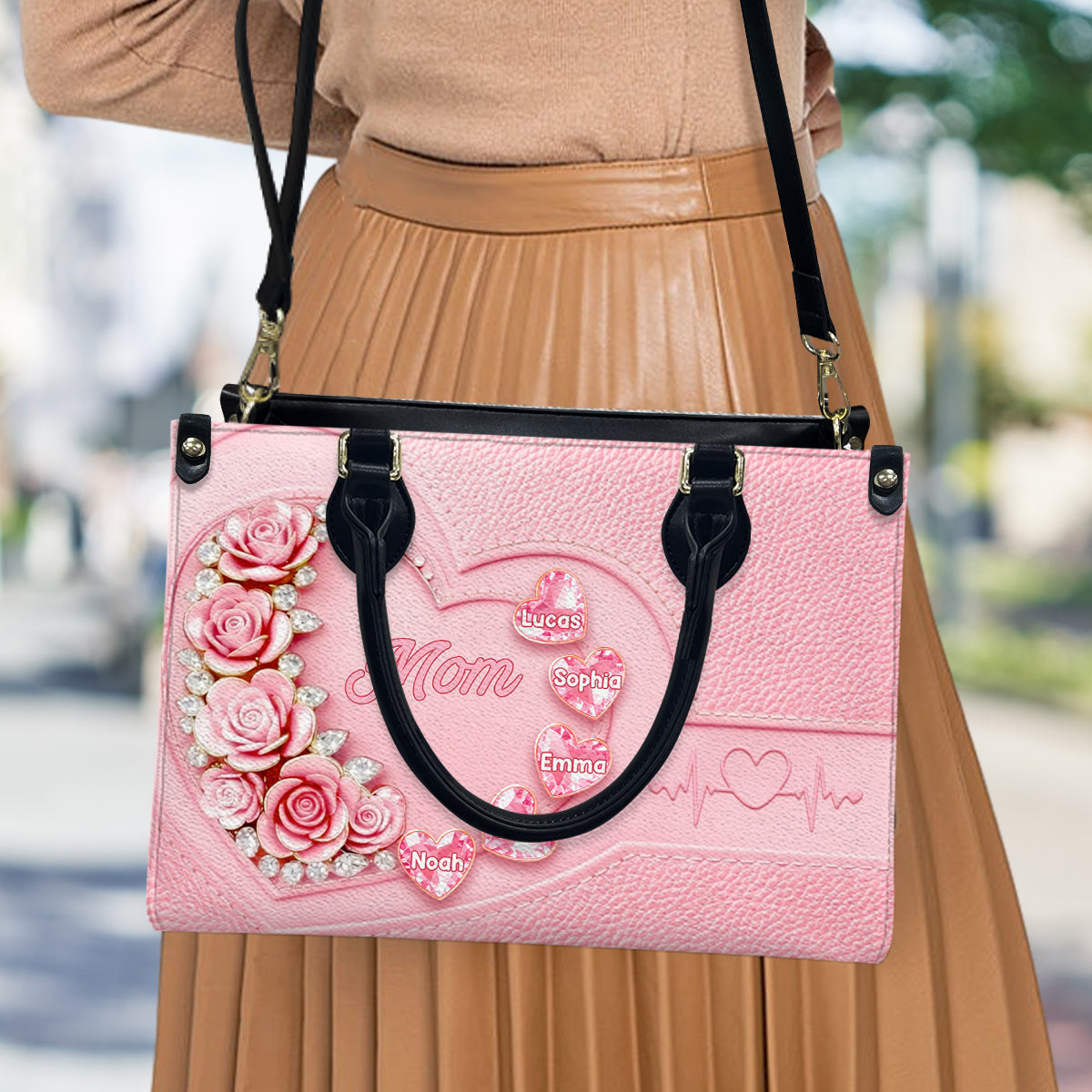 Best Mom Nana Grandma Mama Ever - Personalized Mother Leather Handbag