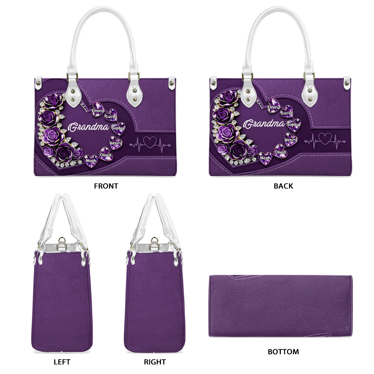 Best Mom Nana Grandma Mama Ever - Personalized Mother Leather Handbag