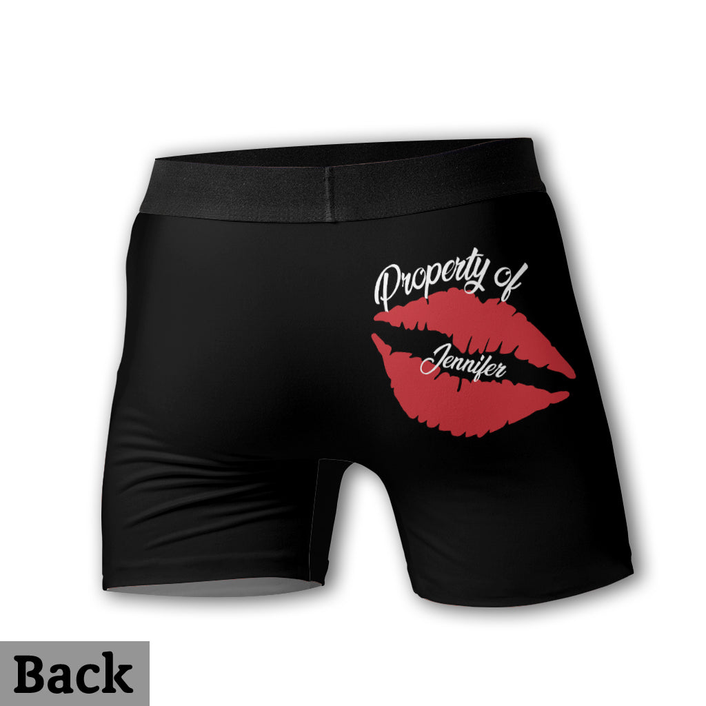 Funny Gift For Him Property Of His Girl - Personalized Couple Men’s Boxer Briefs