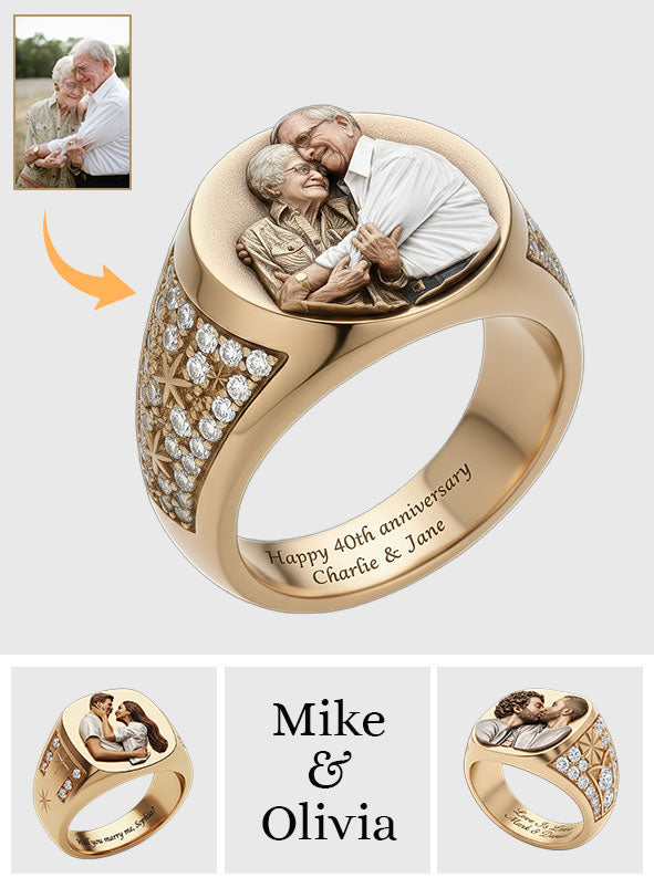 Happy Valentine's Day - Personalized Couple Signet Ring