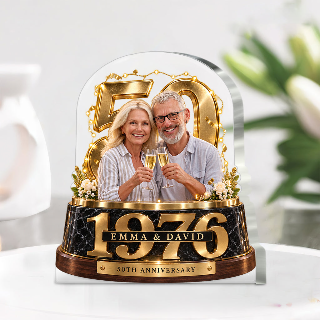 Personalisierte Geschenkidee für Paare, Romantische Jubiläumsfigur für Ehemann und Ehefrau mit Namen und Datum, Freund Freundinnen Geschenk - Personalisierte Paar Acrylplakette