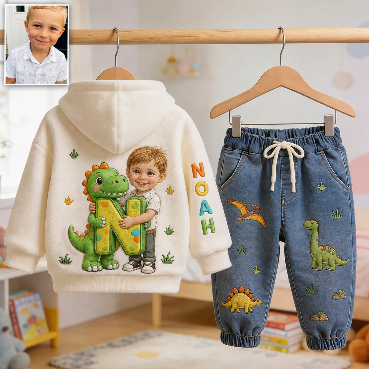 Any Photo, Any Theme Alphabet - Personalized Kid Kid Hoodie & Kid Jogger Sweatpants