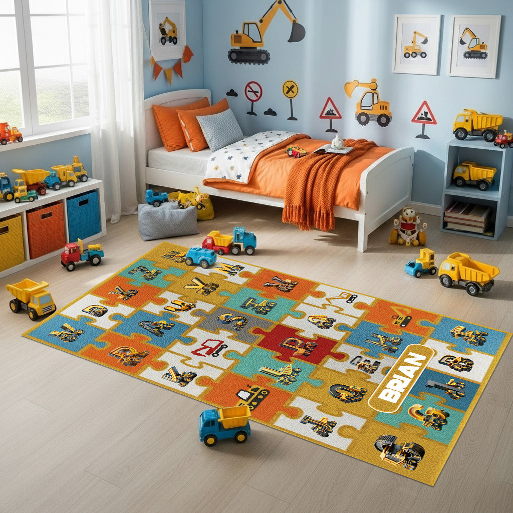 Alphabet Contruction - Personalized Kid Rug