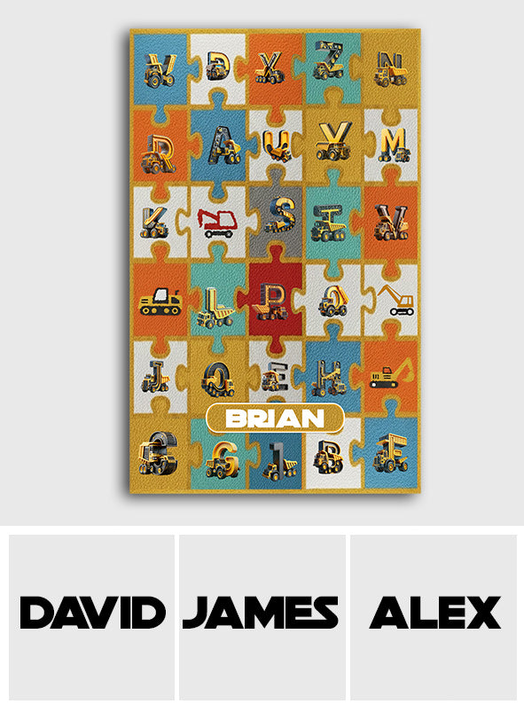 Alphabet Contruction - Personalized Kid Rug