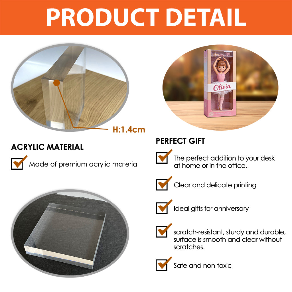 Love Ballet - Custom From Any Photo - Personalized Ballet Custom Shaped Acrylic Plaque