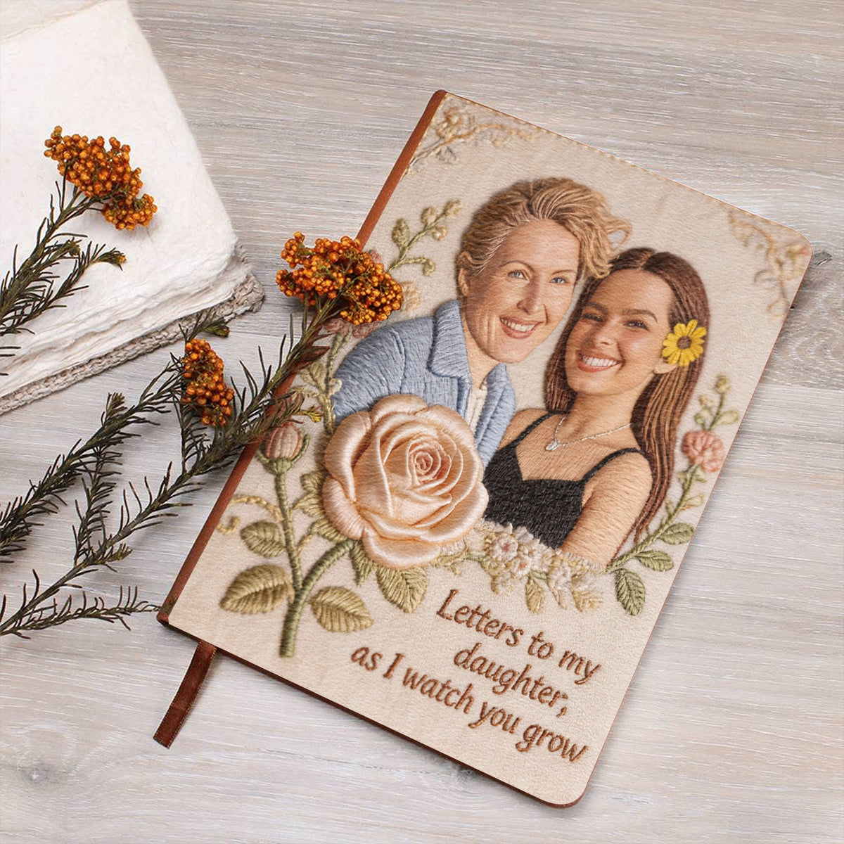 Lettres à ma fille - Carnet en cuir personnalisé pour maman