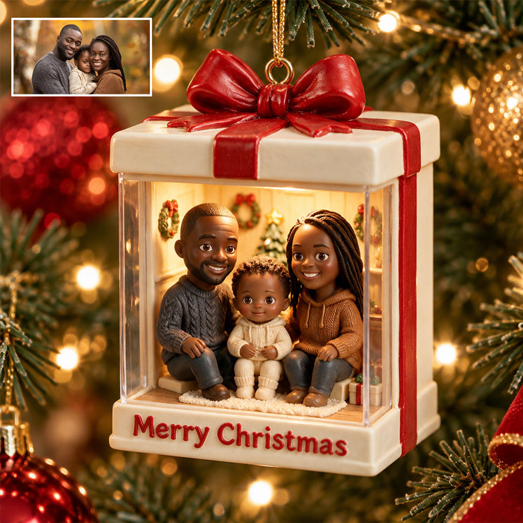 A Little Box of Christmas Joy - Personalized Family Premium 3D Ornament