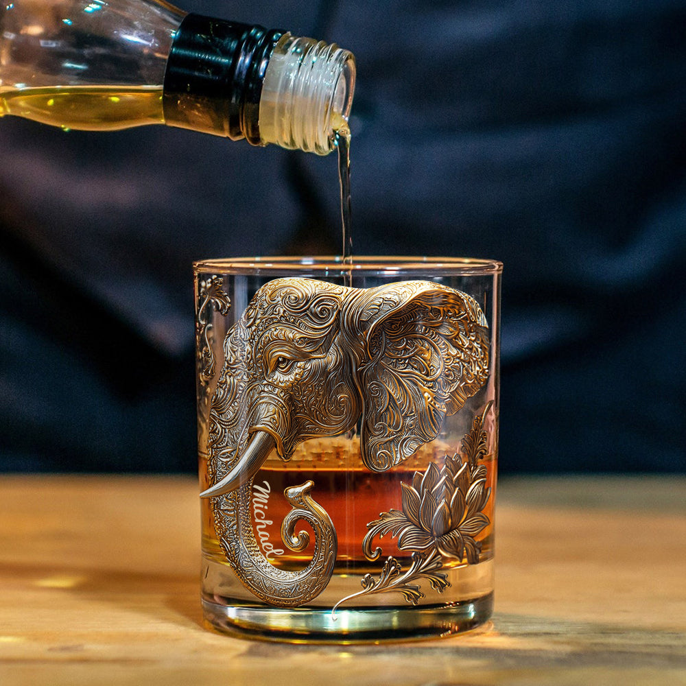 Beautiful Elephant - Personalized Elephant Whiskey Glass