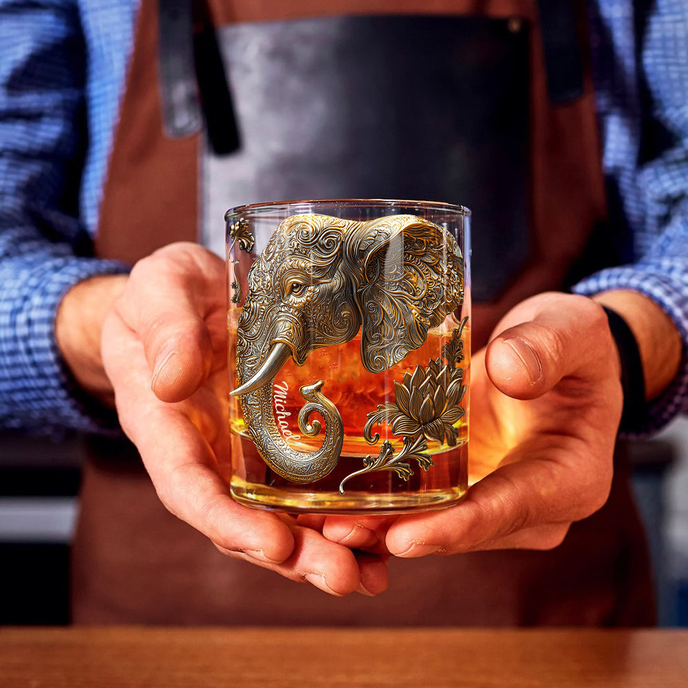 Beautiful Elephant - Personalized Elephant Whiskey Glass