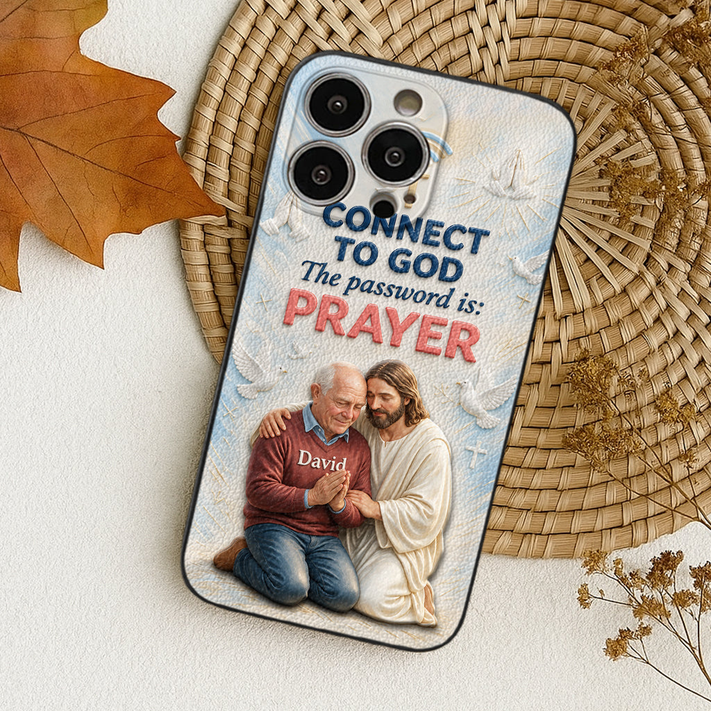 Connect To God - Personalized Christian 3D Embossed Leather Phone Case