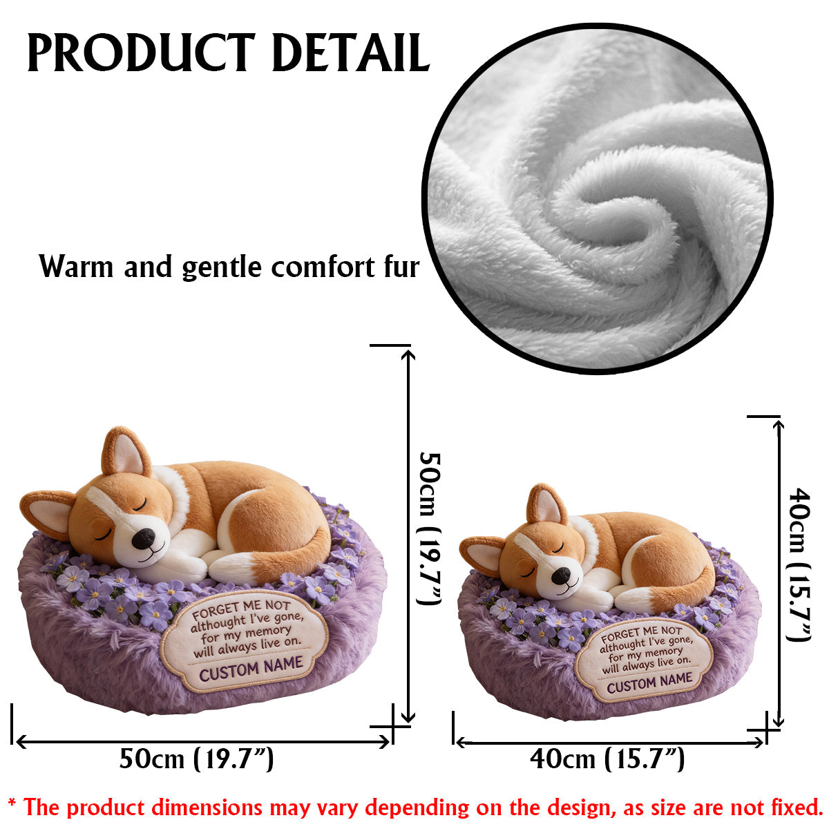 Forget Me Not Memorial Pet Loved Ones - Personalized Dog Faux Fur Shaped Pillow