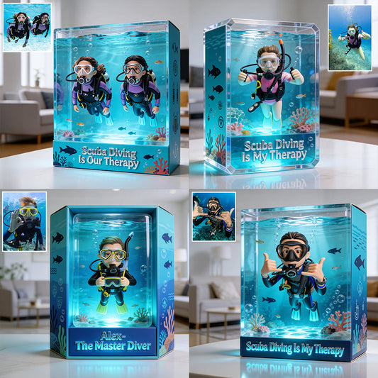 Tauchen, der Meistertaucher – personalisierte, individuell geformte Acrylplakette zum Thema Tauchen