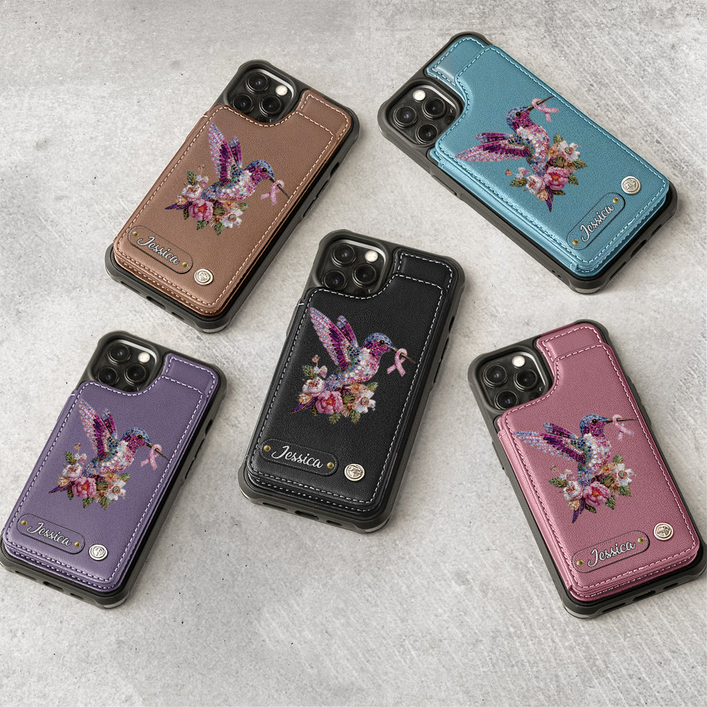 Breast Cancer Awareness Hummingbird - Personalized Breast Cancer Awareness Wallet Phone Case