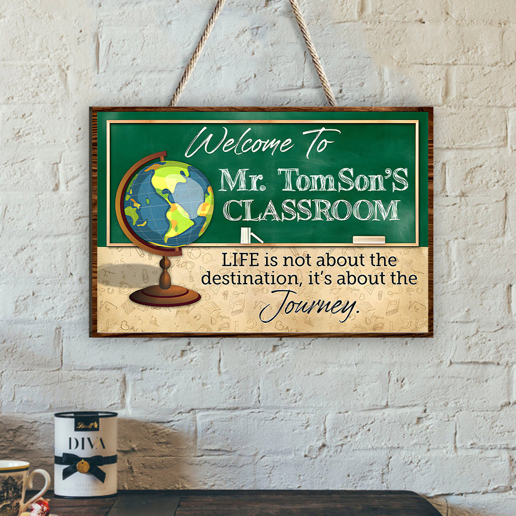 Back To School - Personalized Teacher Custom Shaped Wood Sign
