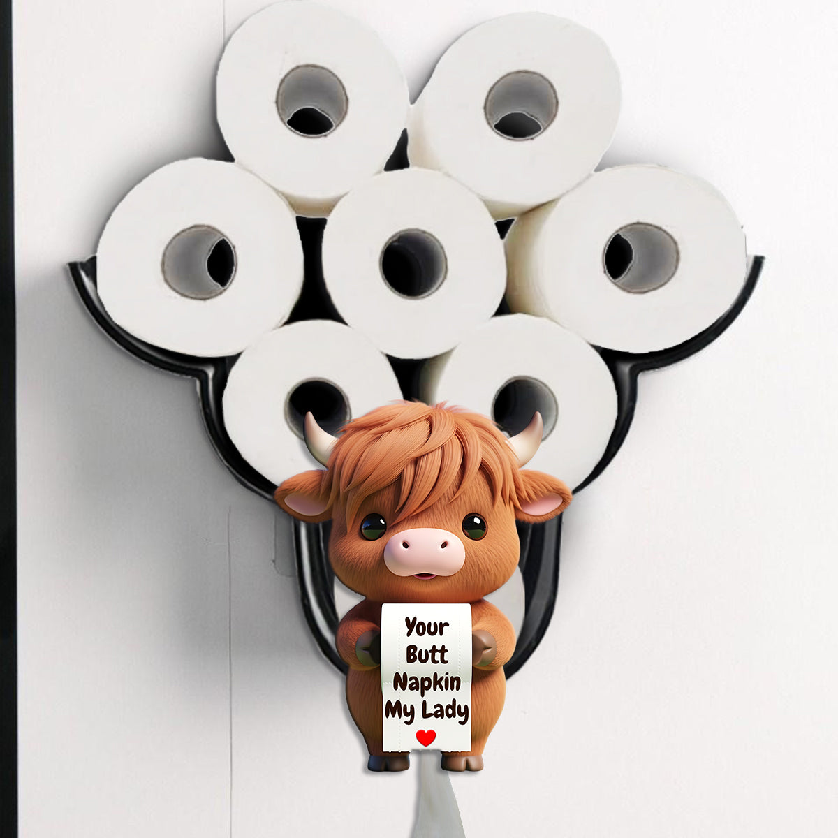 Votre serviette, mon Seigneur, Vache Rigolote - Porte-papier toilette personnalisé en forme de vache des Highlands