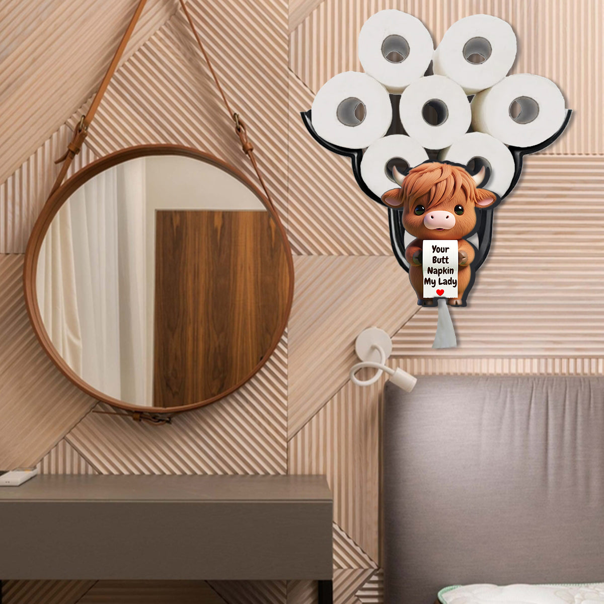 Votre serviette, mon Seigneur, Vache Rigolote - Porte-papier toilette personnalisé en forme de vache des Highlands