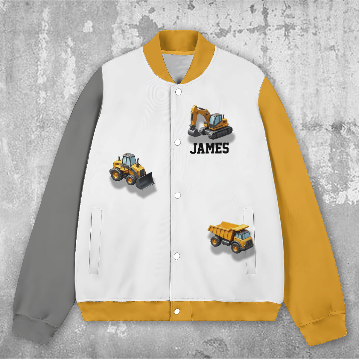 See You Later Excavator - Personalized Kid Varsity Jacket