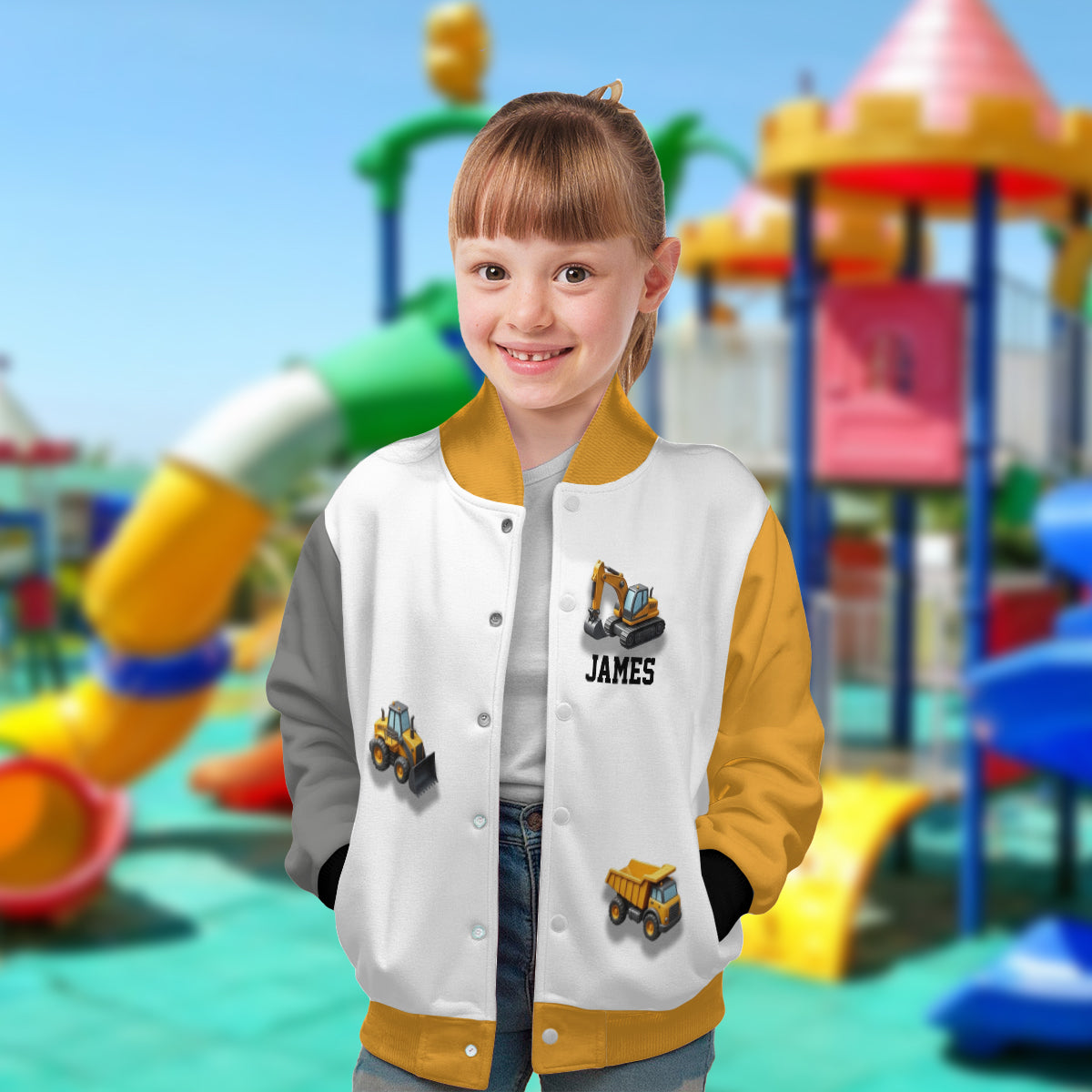 See You Later Excavator - Personalized Kid Varsity Jacket