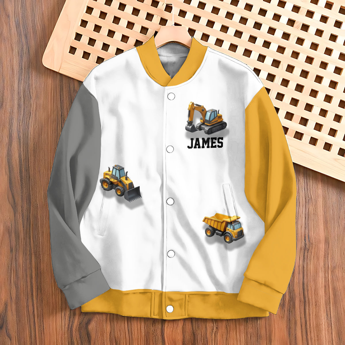 See You Later Excavator - Personalized Kid Varsity Jacket
