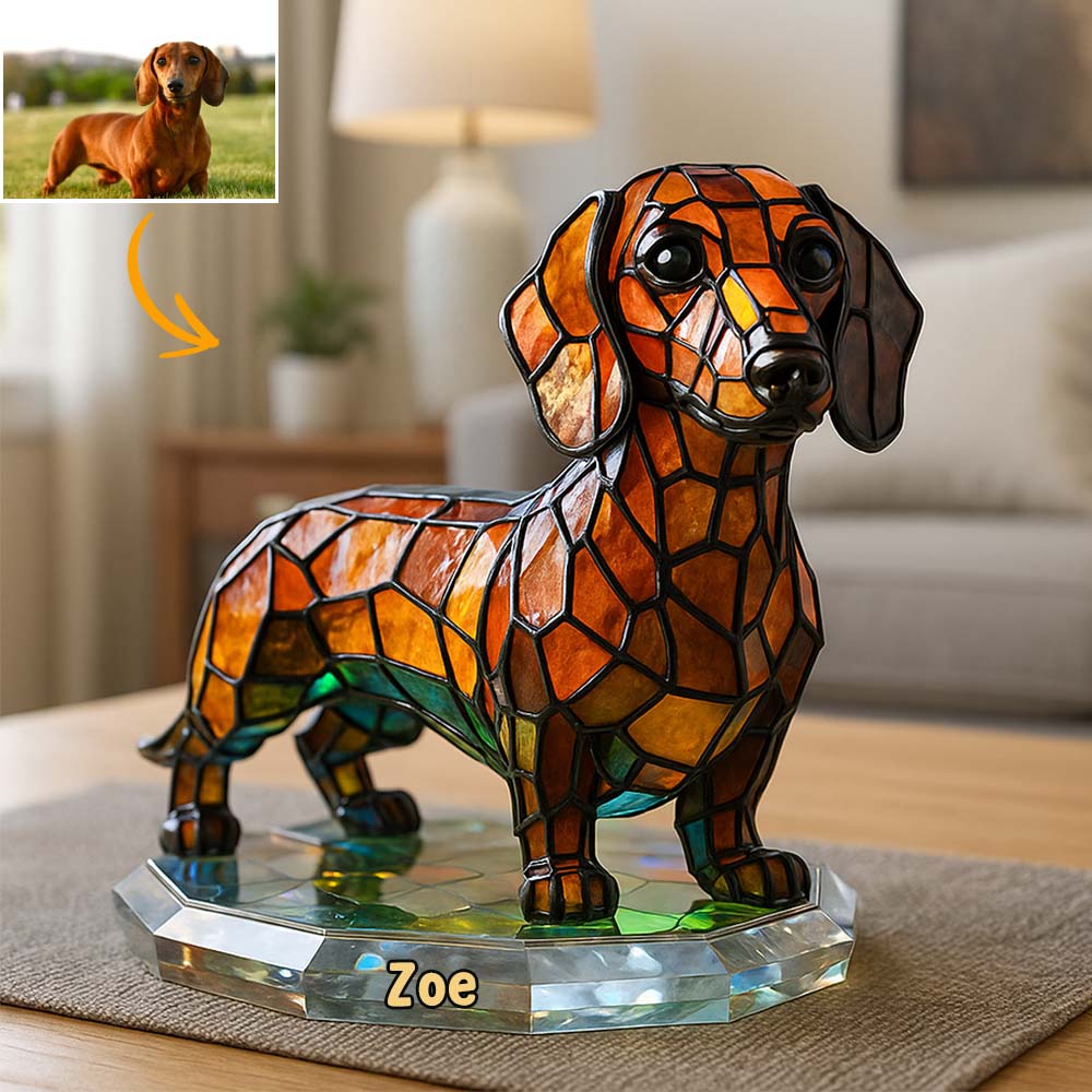 Stained Glass Dog - Personalized Dog Custom Shaped Acrylic Plaque