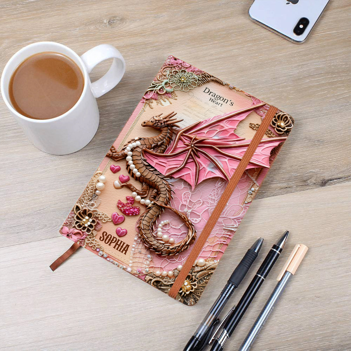 Cœur de Dragon - Carnet en cuir personnalisé avec dragon
