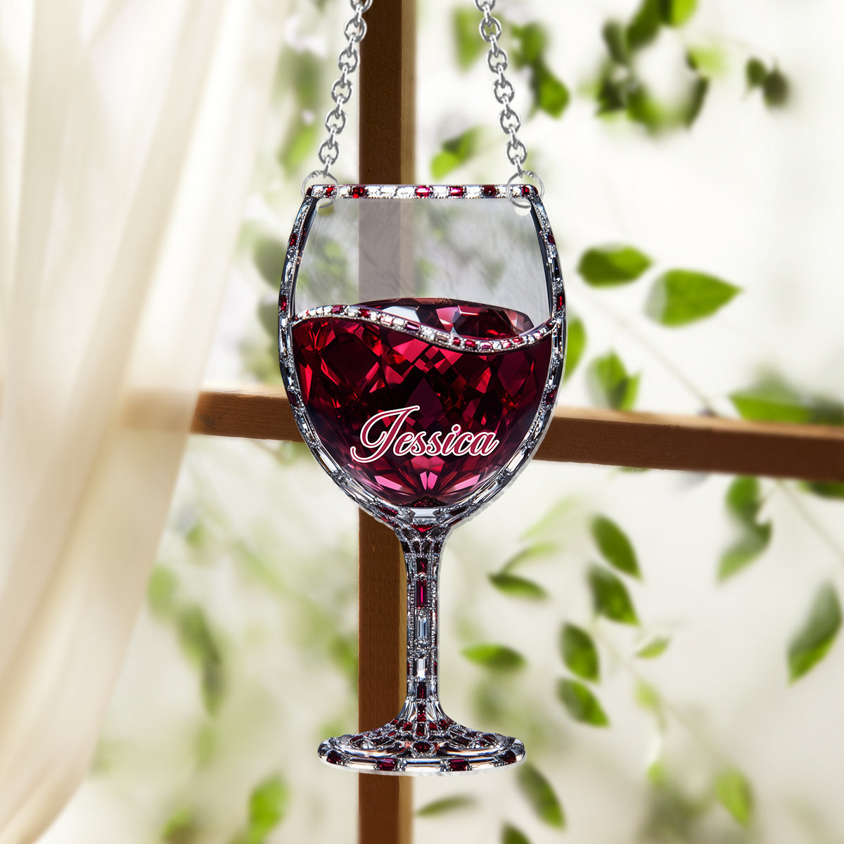 Just A Girl Who Loves Wine - Personalized Wine Window Hanging Suncatcher Ornament
