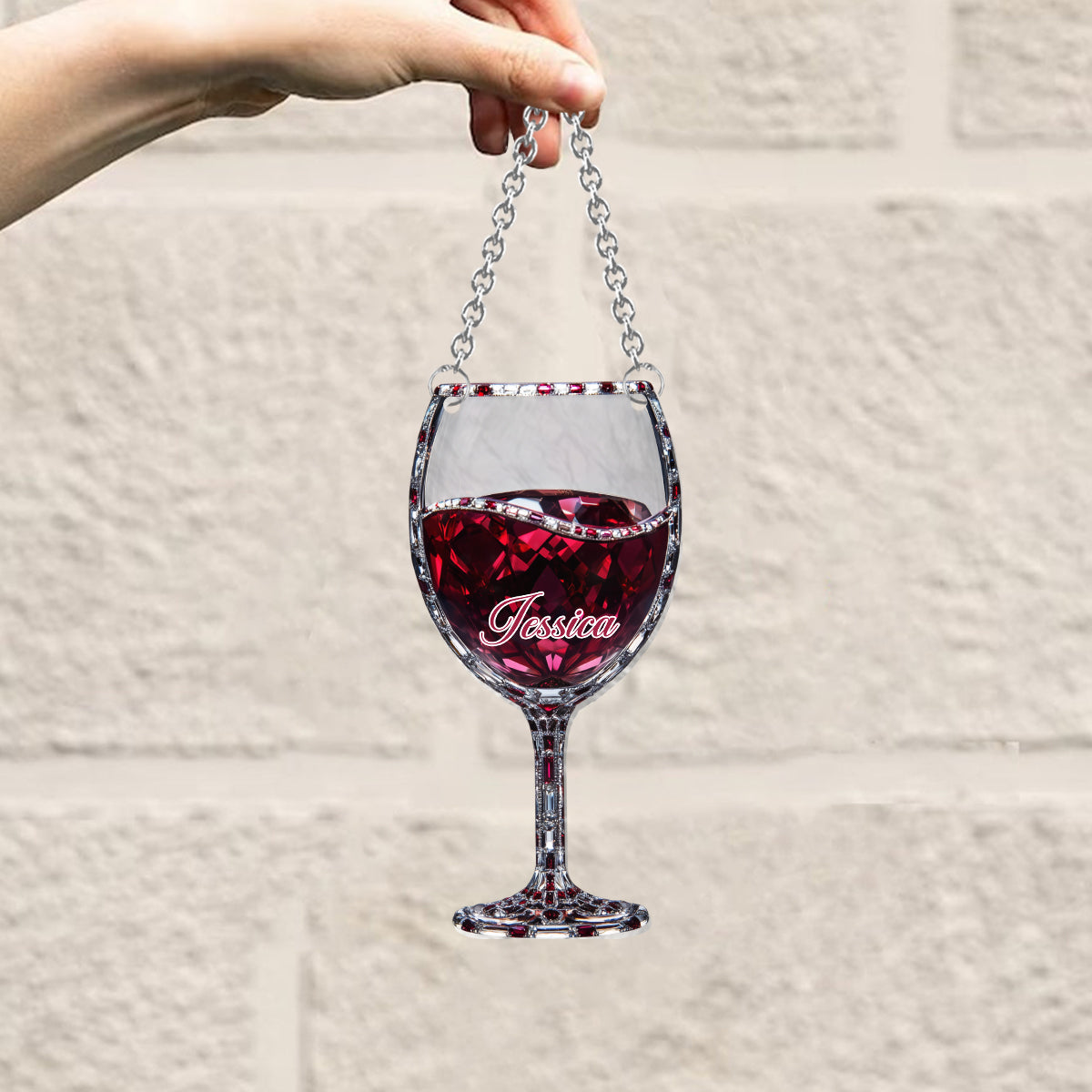 Just A Girl Who Loves Wine - Personalized Wine Window Hanging Suncatcher Ornament