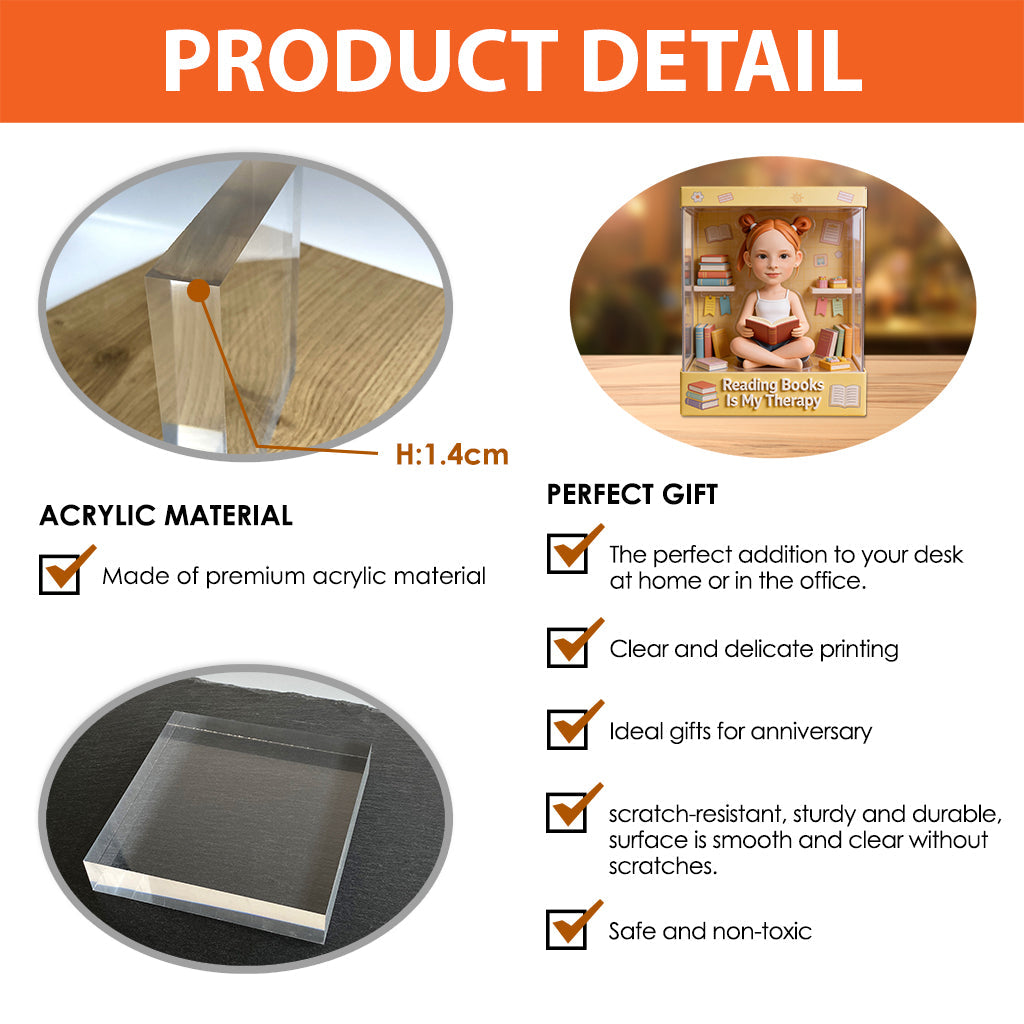 Love Books, Book Lovers Gift - Personalized Book Custom Shaped Acrylic Plaque