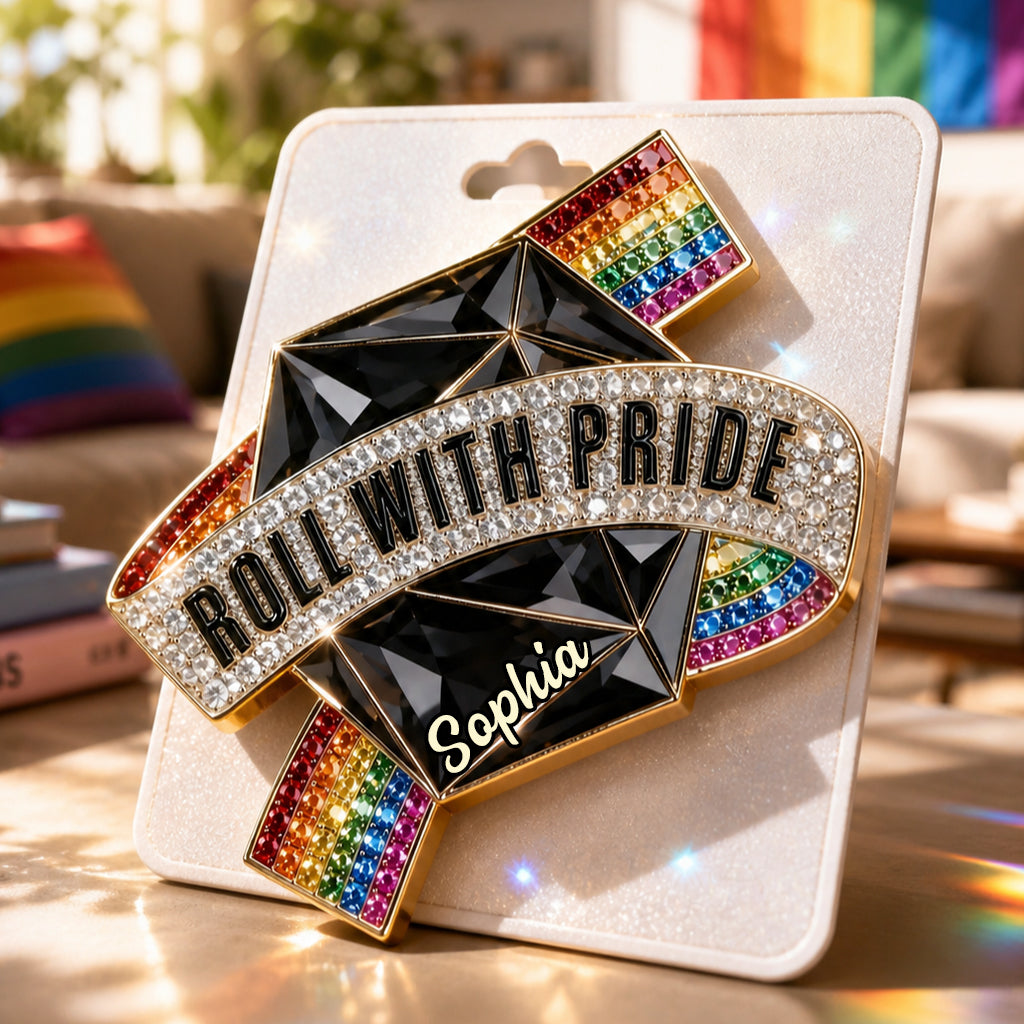 Roll With Pride - Personalisierte LGBT Unterstützung 3D Prägeemblem