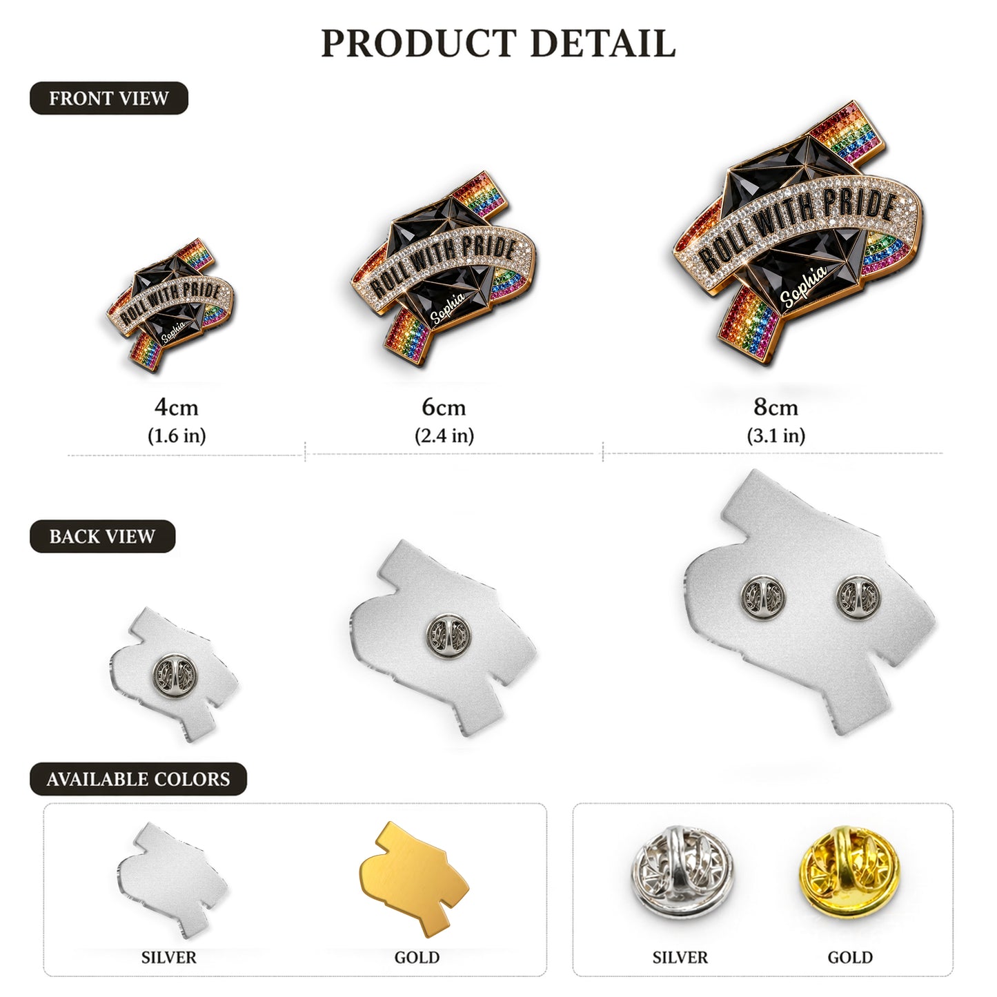 Roll With Pride - Personalisierte LGBT Unterstützung 3D Prägeemblem