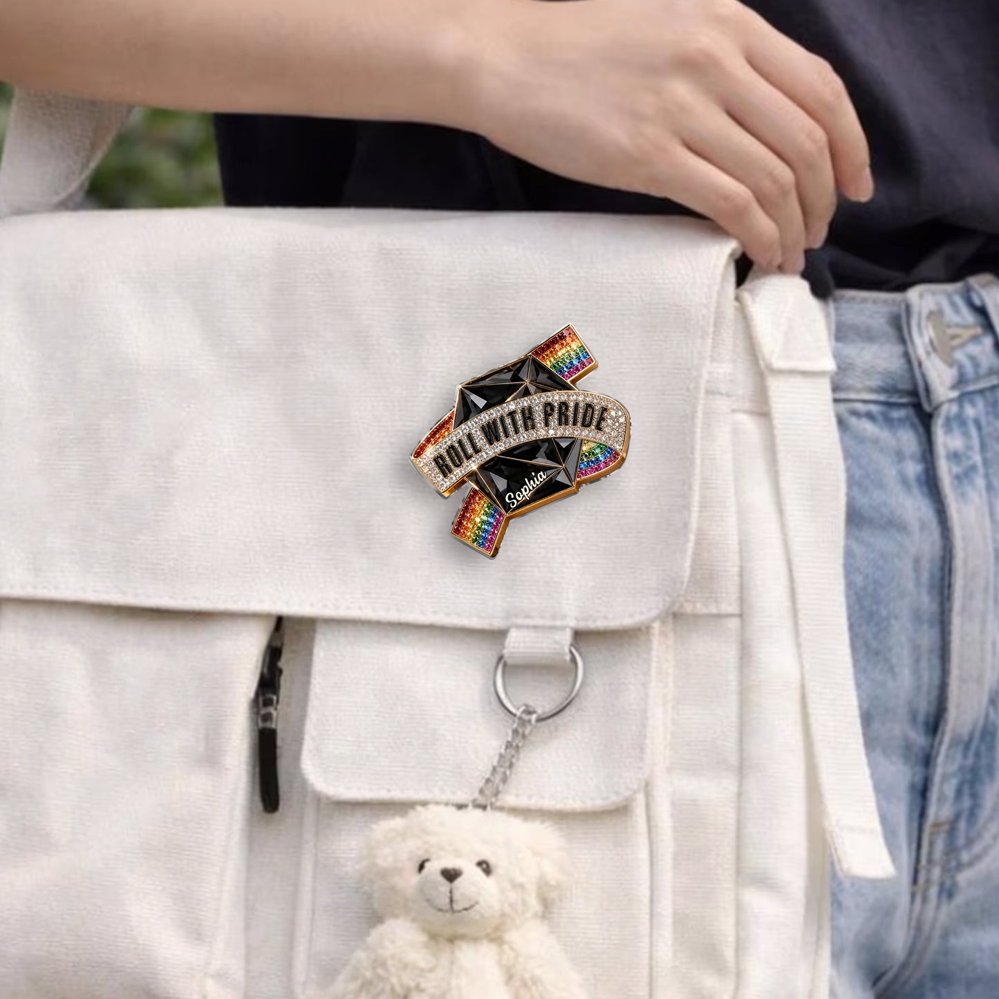 Roll With Pride - Personalisierte LGBT Unterstützung 3D Prägeemblem