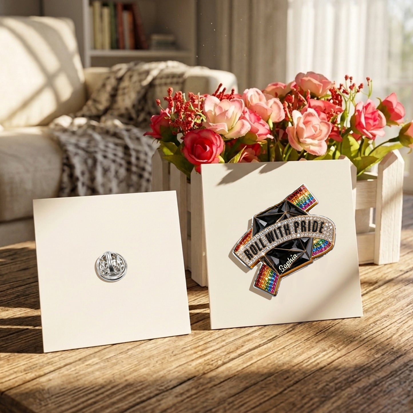 Roll With Pride - Personalisierte LGBT Unterstützung 3D Prägeemblem
