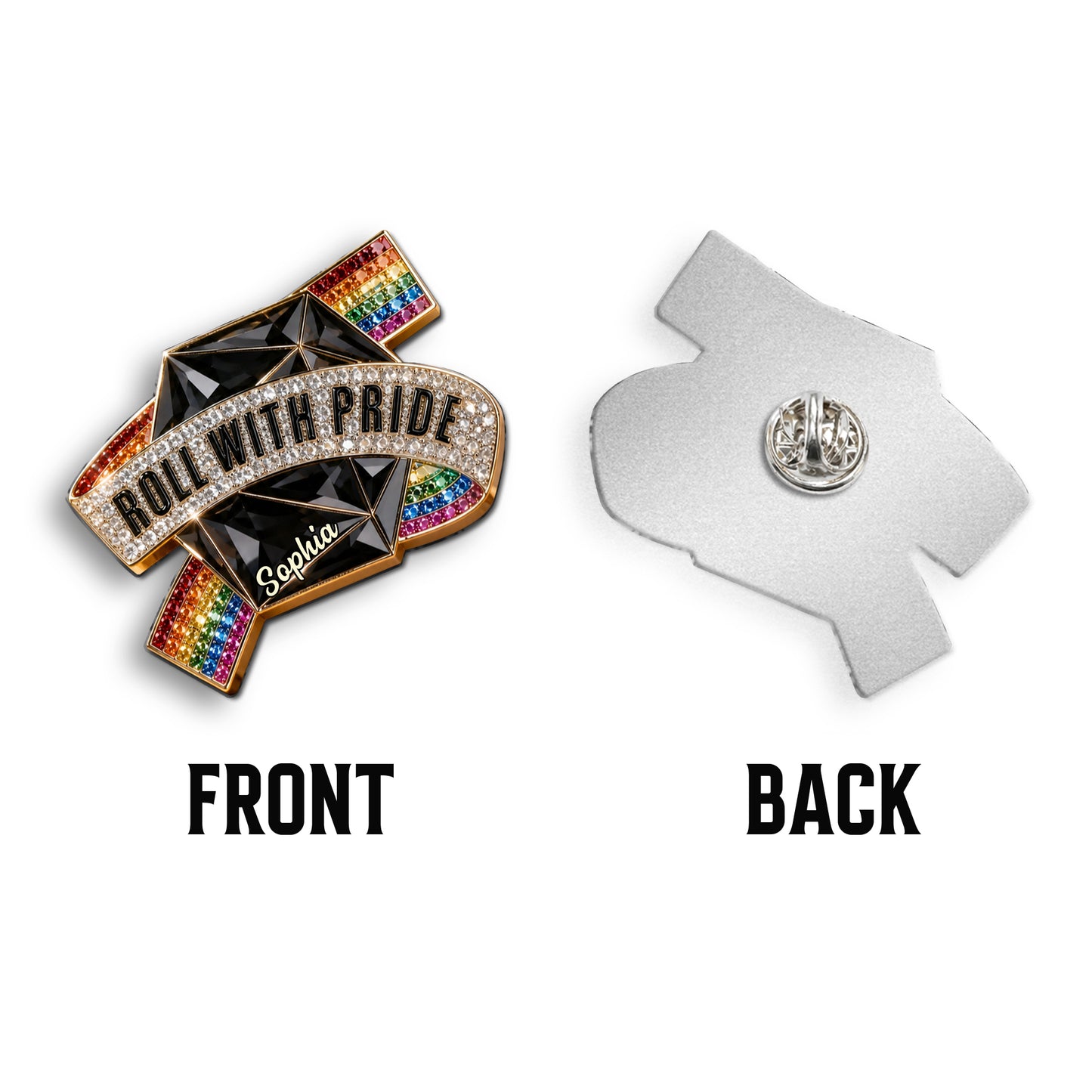Roll With Pride - Personalisierte LGBT Unterstützung 3D Prägeemblem