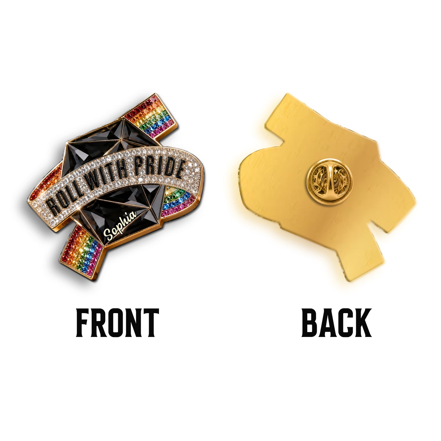 Roll With Pride - Personalisierte LGBT Unterstützung 3D Prägeemblem