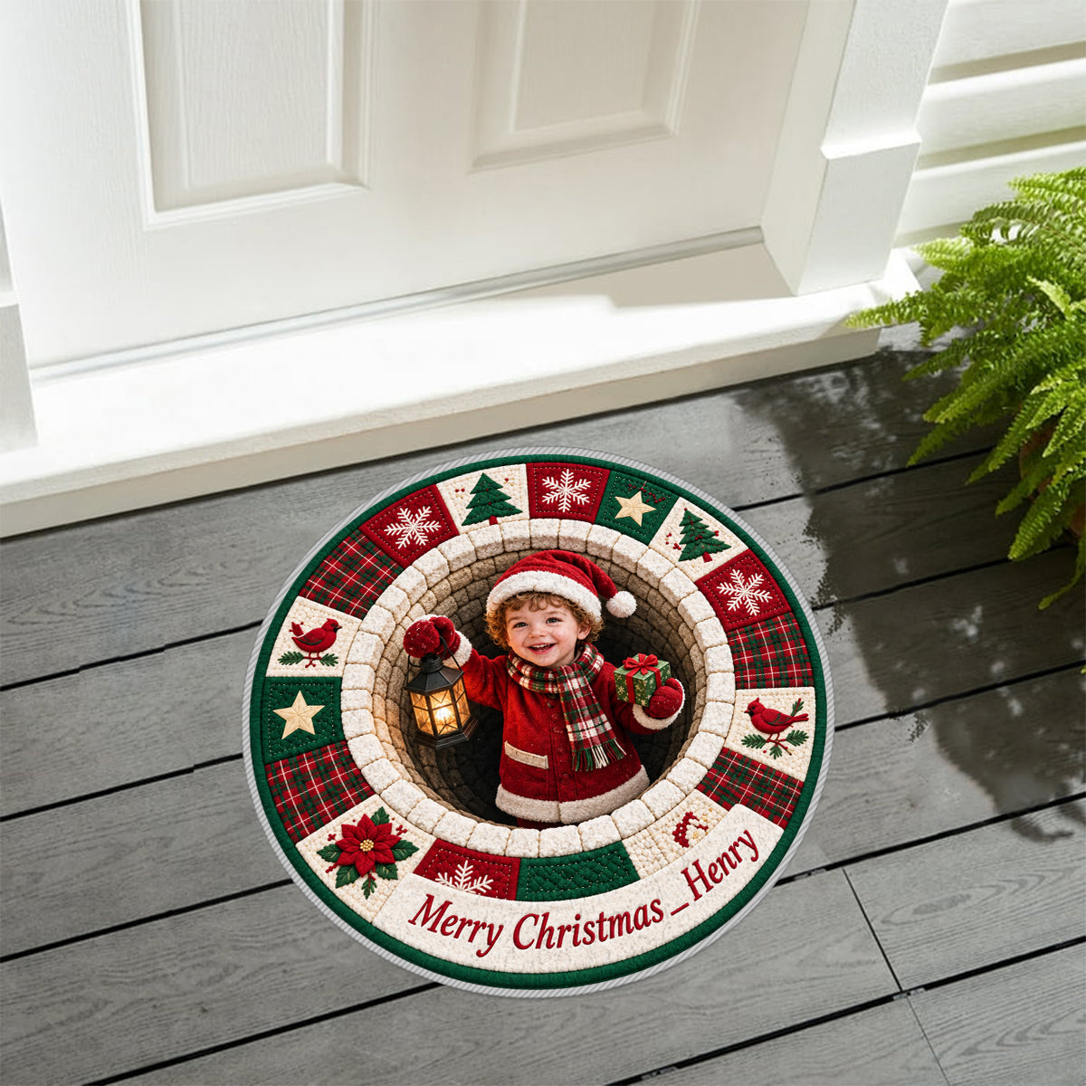Merry Christmas - Personalized Kid Non-Slip Tufted Rug