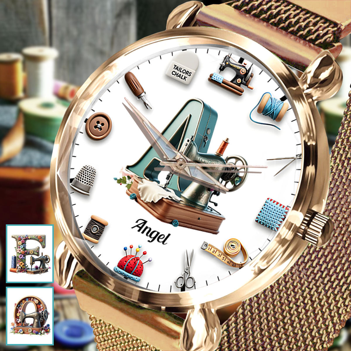 Passionnée de couture - Montre-bracelet personnalisée pour femme 