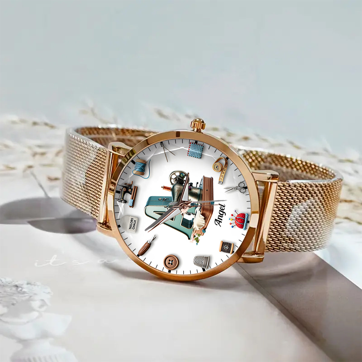 Passionnée de couture - Montre-bracelet personnalisée pour femme 